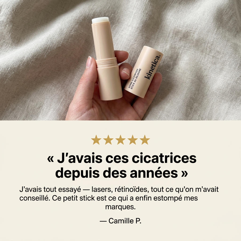 Kinetica Clarté — Soin Anti-Cicatrices & Marques d'Acné | Silicone Médical