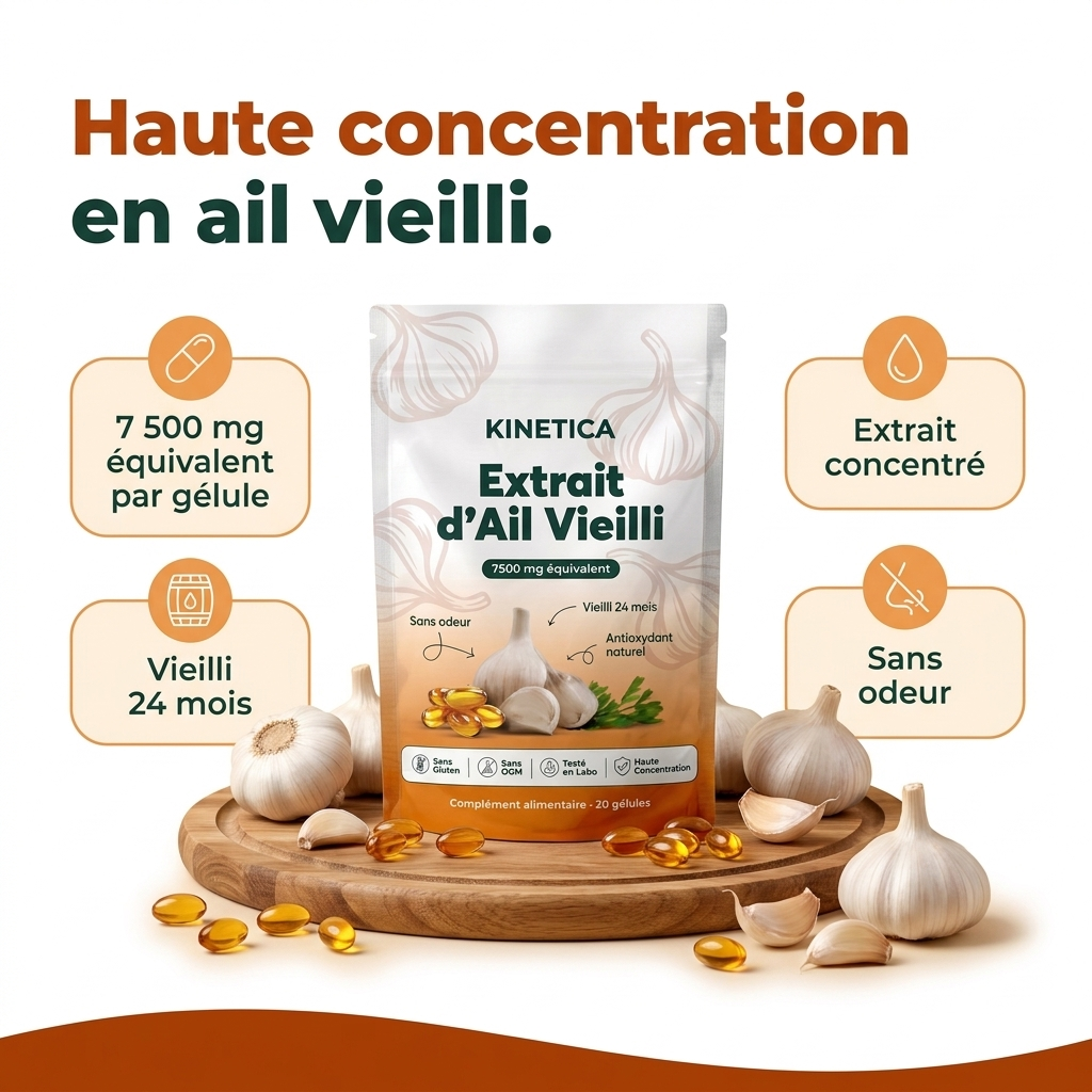 Haute concentration en ail vieilli - 7500 mg equivalent par gelule